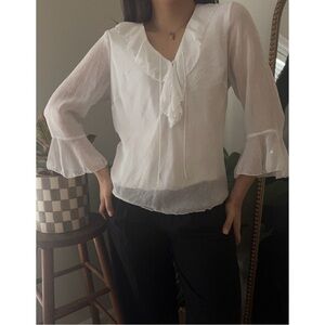 🚫SOLD🚫 Vintage Dressbarn White Ruffle Blouse